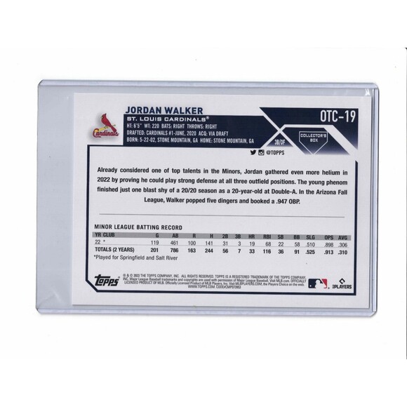 Jordan Walker RC SP 2023 Topps Flagship Collection #OTCSP-1 Oversized Cardinals - Picture 6 of 6